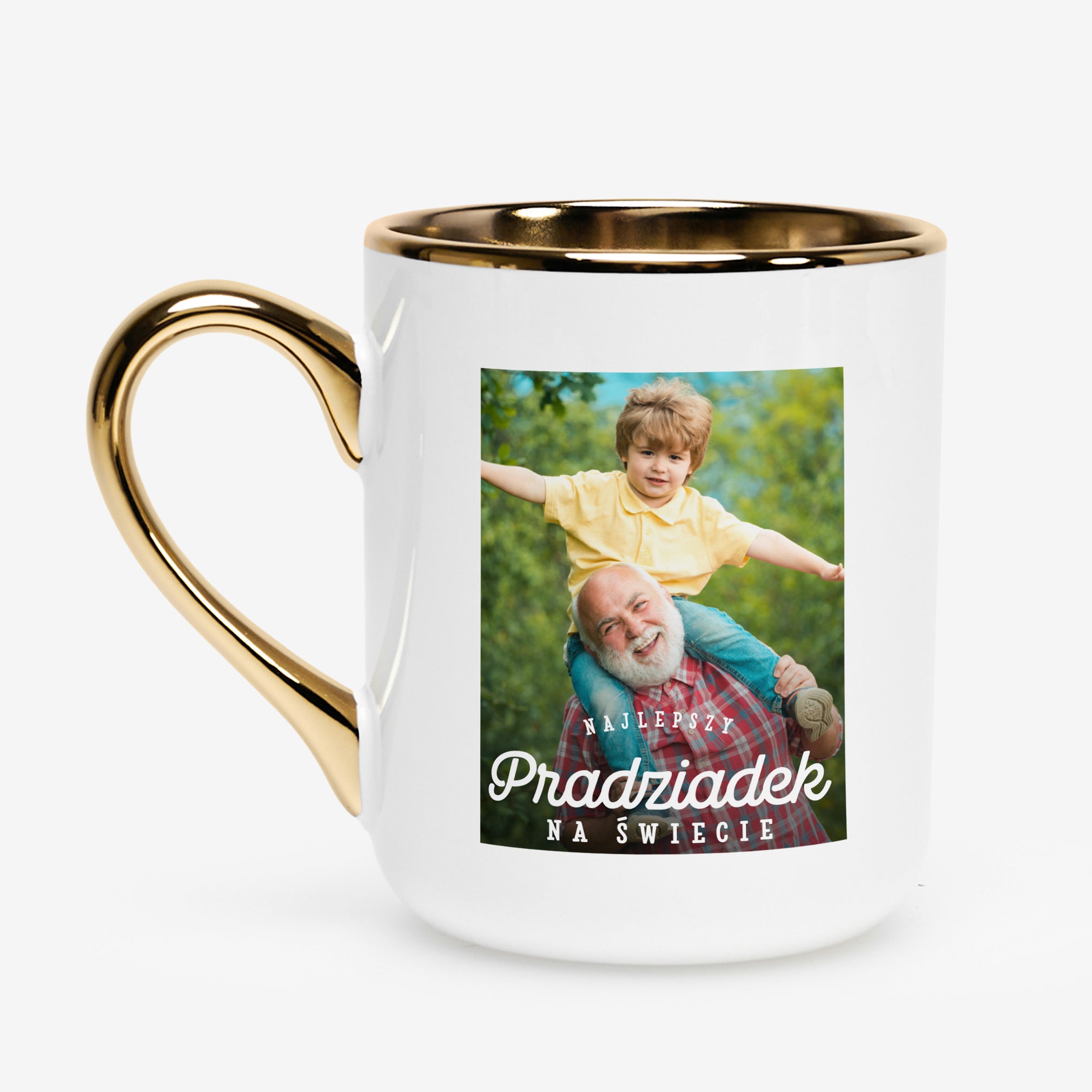 Personalizowany kubek ze złotym uchem dla pradziadka