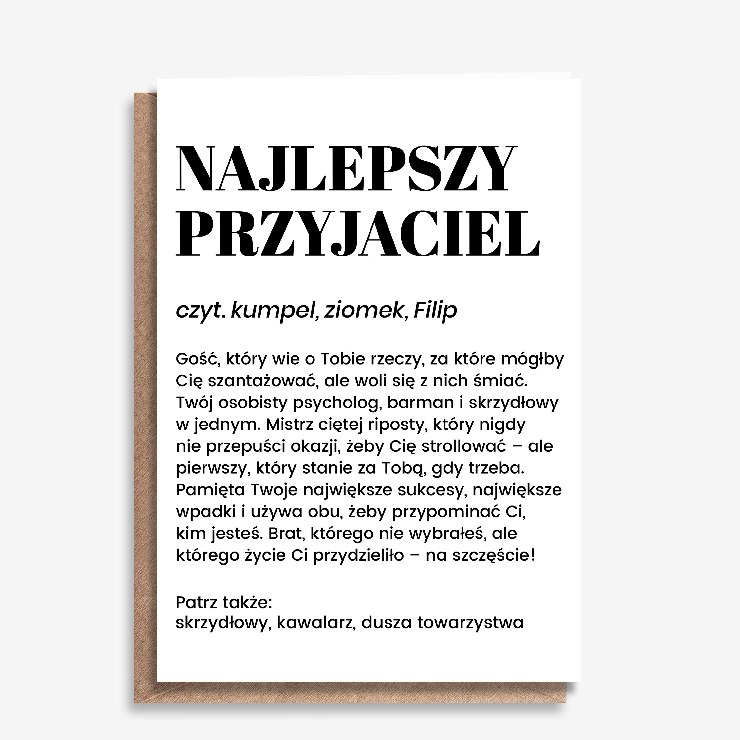 Kartka dla przyjaciela - Najlepszy Przyjaciel prezent dla przyjaciela śmieszna kartka