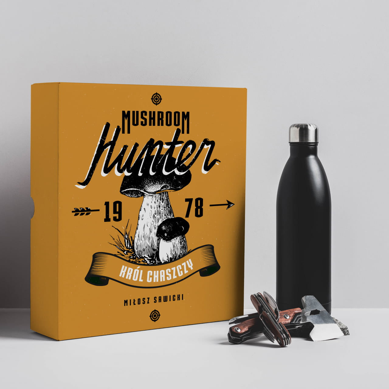 Personalizowany zestaw do survivalu dla grzybiarza zestaw survivalowy prezent dla grzybiarza gadżety dla grzybiarza