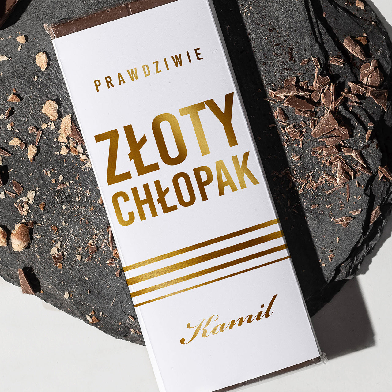 Personalizowana czekolada ze złoceniem - prezent na Dzień Chłopaka