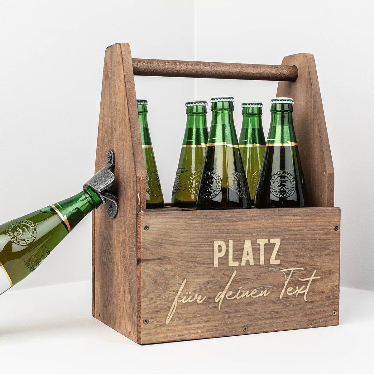 Gravierter Bierträger mit Flaschenöffner DEIN TEXT