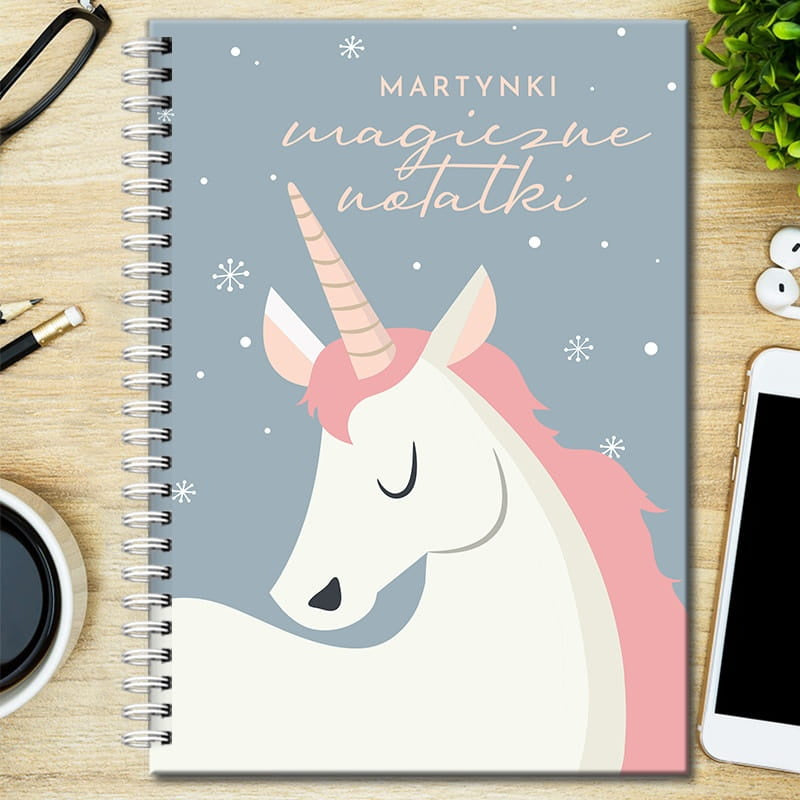 Personalizowany notatnik z jednorożcem - prezent dla nastolatki