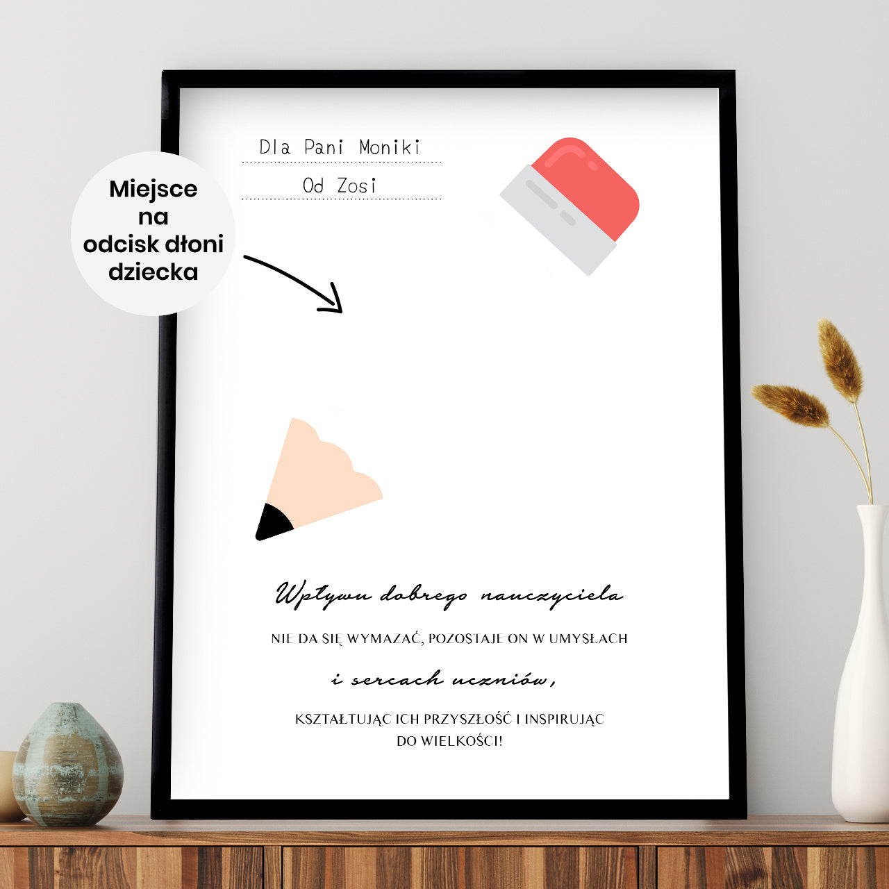 Plakat dla przedszkolanki z odciskiem dłoni prezent dla przedszkolanki prezent dla pani z przedszkola