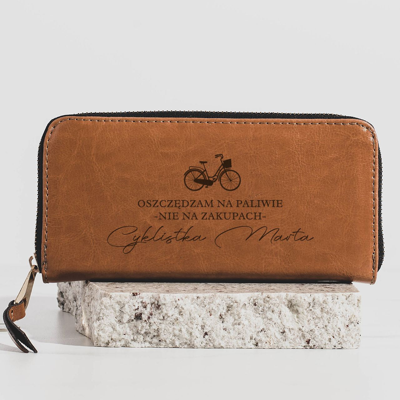 Personalizowany portfel - prezent dla rowerzystki