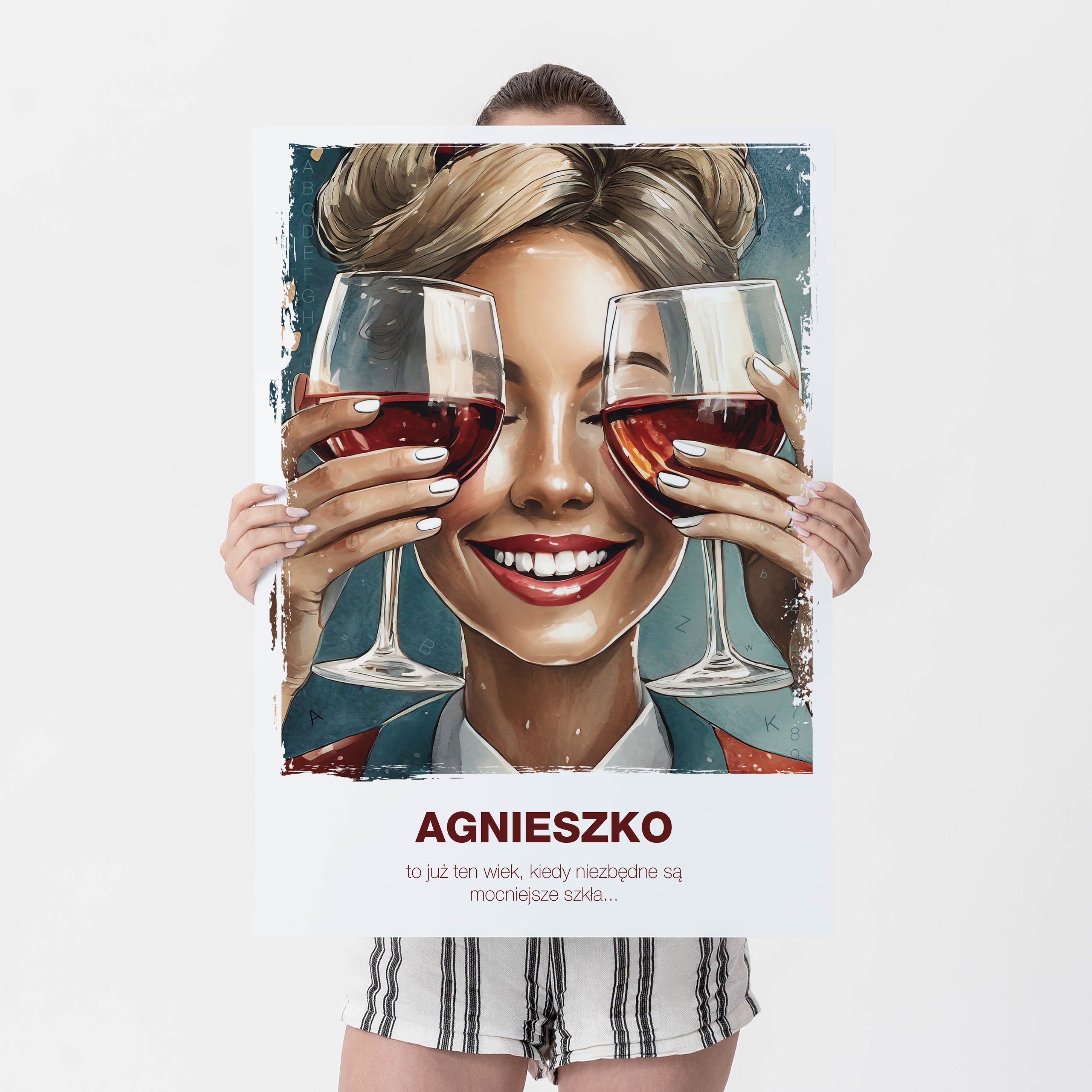 Plakat dla przyjaciółki - Mocne Szkła - prezent dla miłośniczki wina