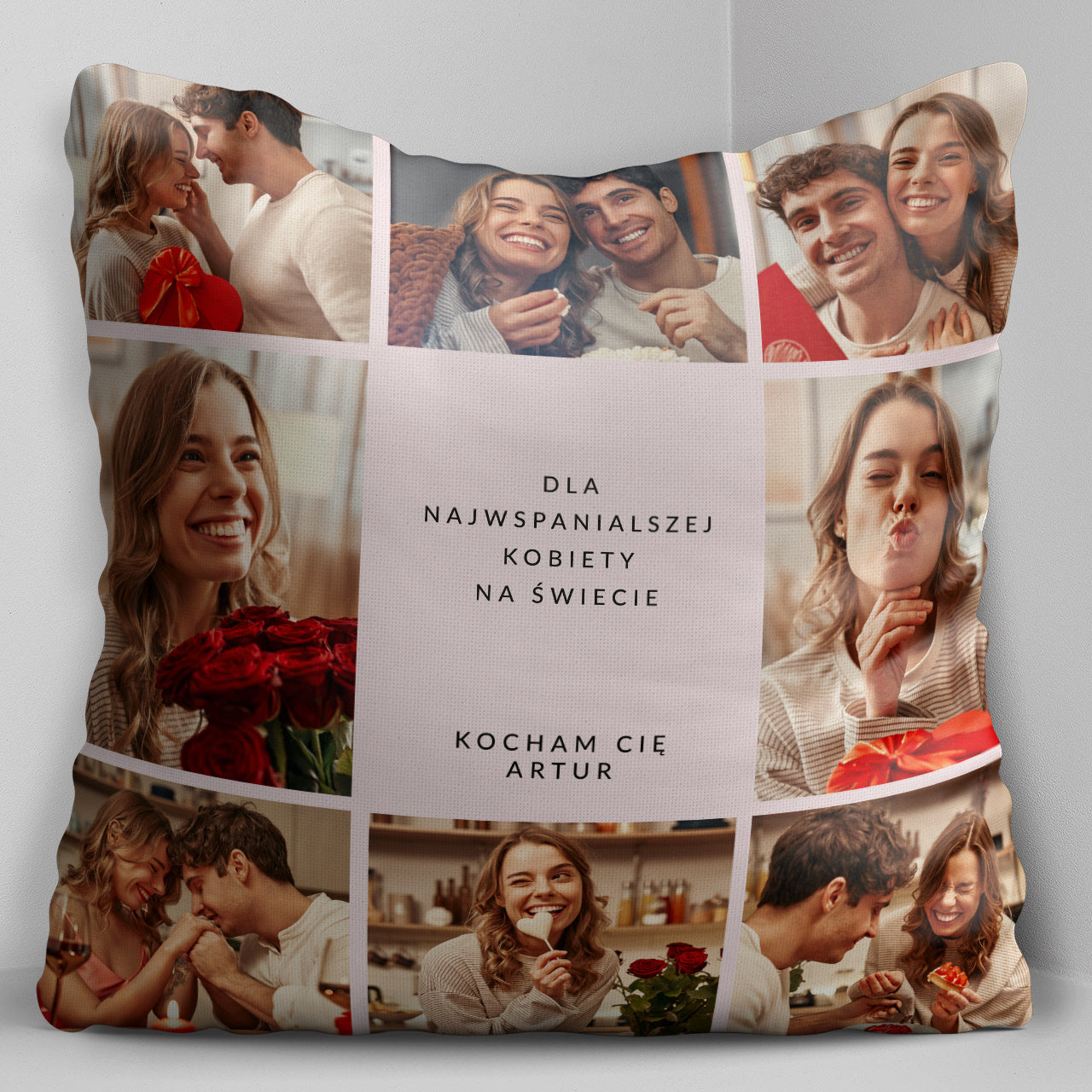 Personalizowana poduszka na Dzień Kobiet - kolaż zdjęć