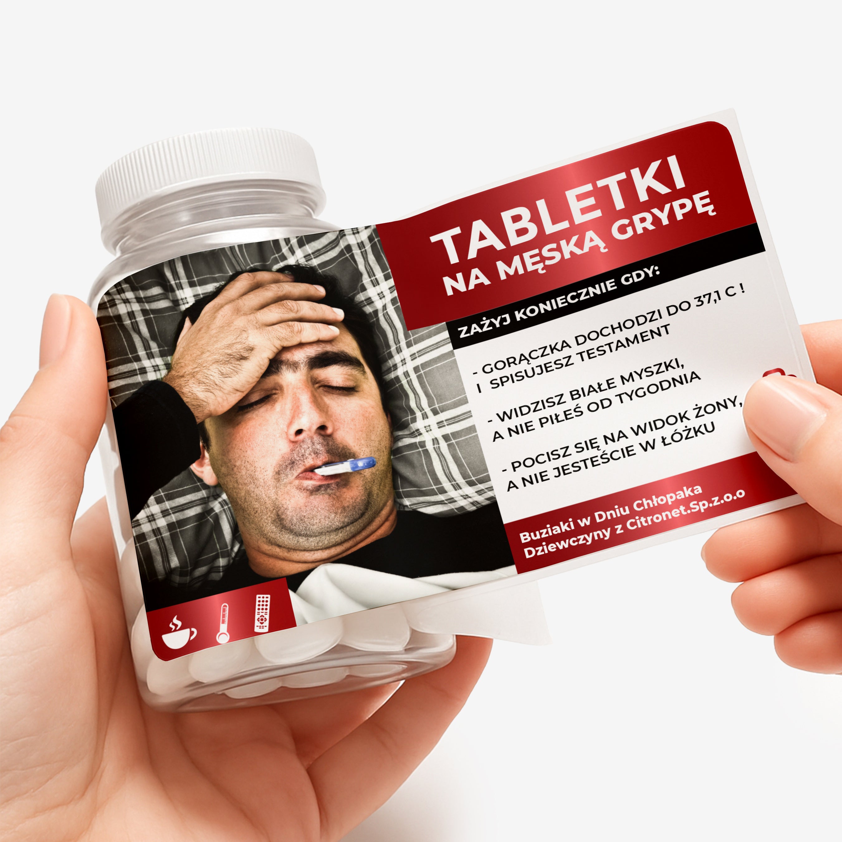 Zestaw prezentowy: miętówki + etykieta do naklejenia - upominek dla niego prezent na chłopaka cukierki miętowe