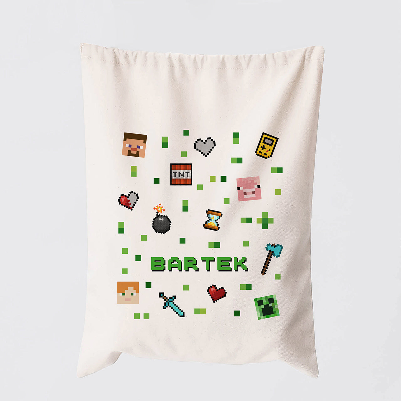 Personalizowany worek na kapcie w stylu Minecraft