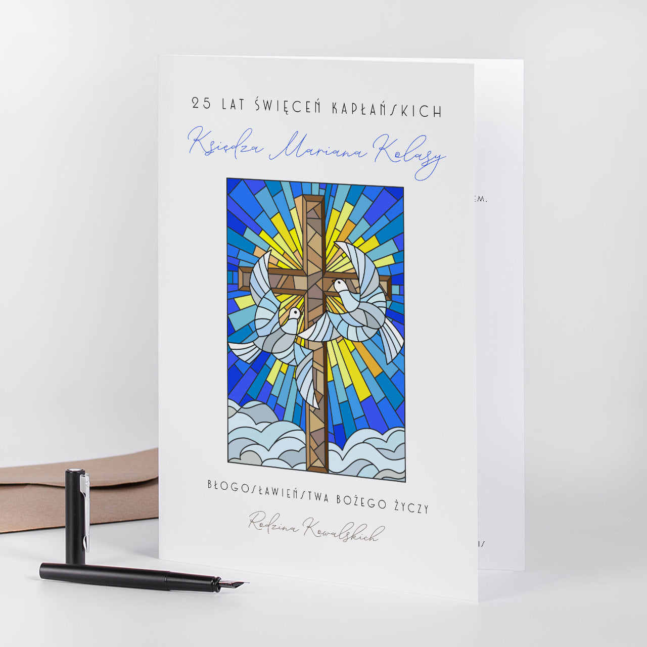 Duża kartka z okazji święceń kapłańskich A4 - personalizowana kartka dla księdza upominek dla księdza