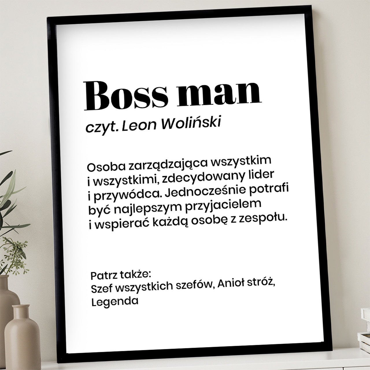 Plakat dla szefa – definicja prezent dla szefa prezent dla managera dekoracja do biura dla szefa