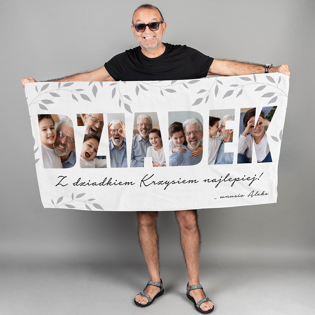 Ręcznik dla dziadka - prezent ze zdjęciami na Dzień Dziadka ręcznik na Dzień Dziadka prezent dla dziadka