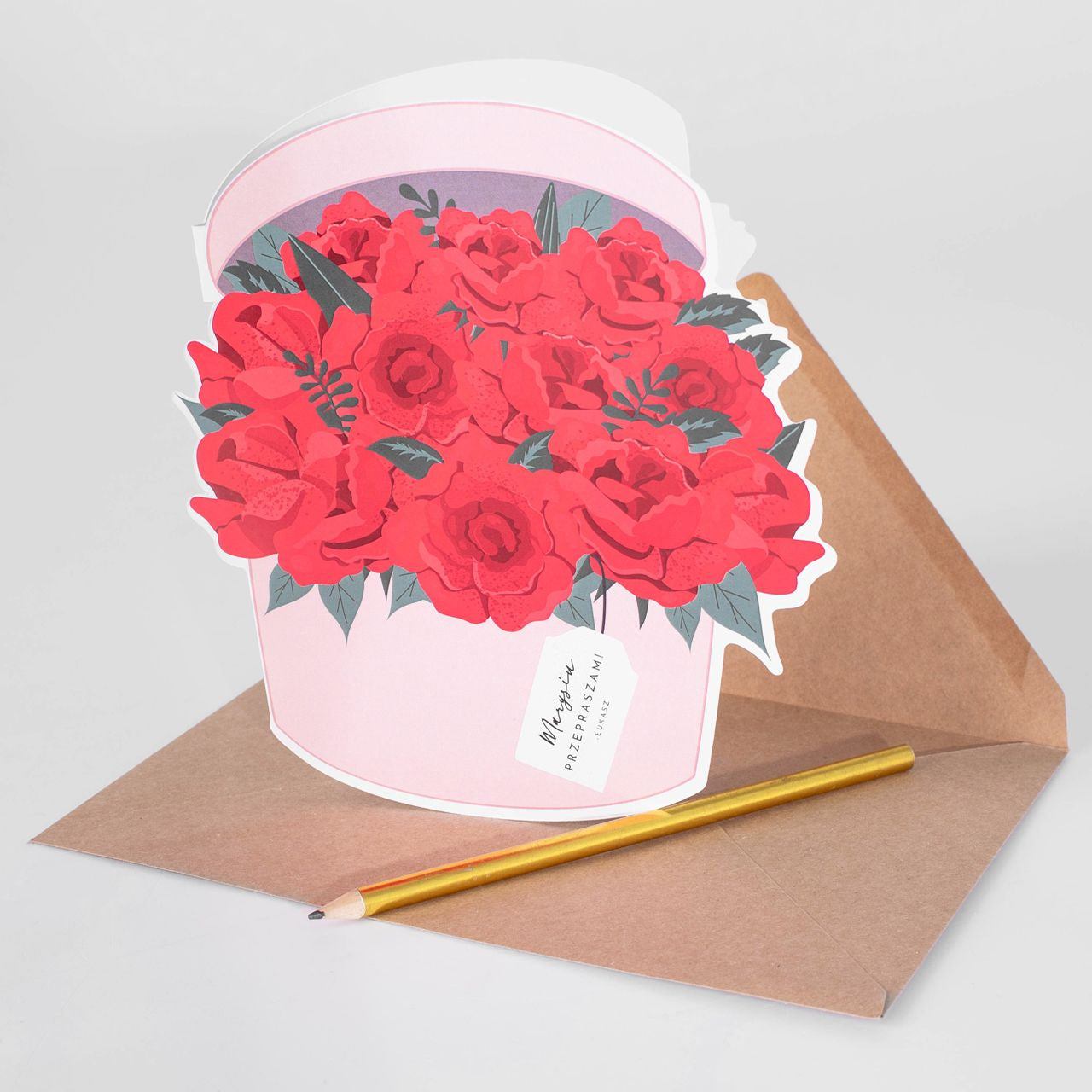 Duża kartka xxl na przeprosiny - kosz kwiatów