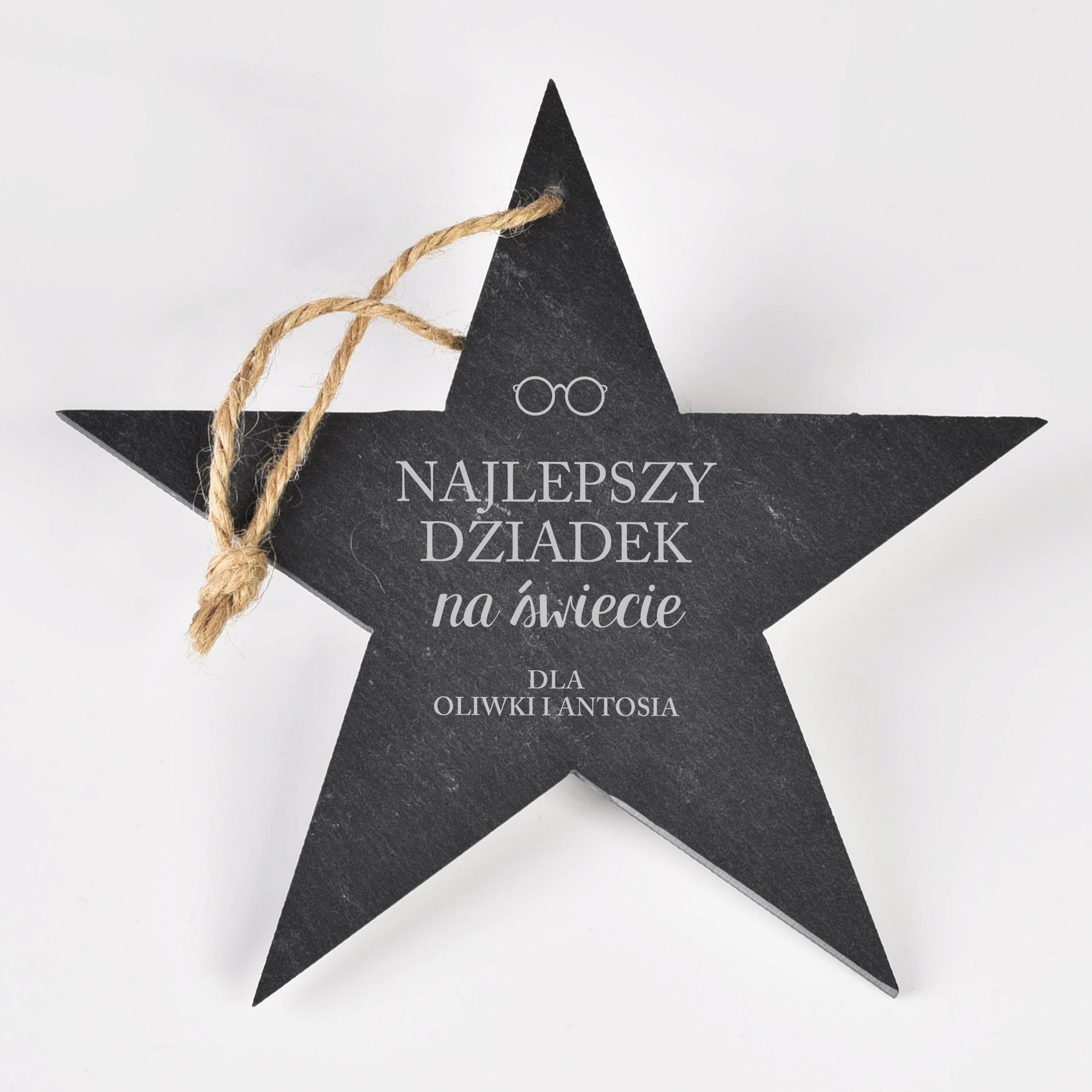 Tabliczka grawerowana w kształcie gwiazdy - upominek dla dziadka