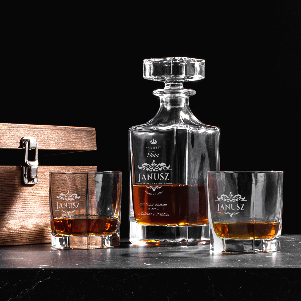 Karafka i szklanki do whisky - zestaw prezentowy dla taty