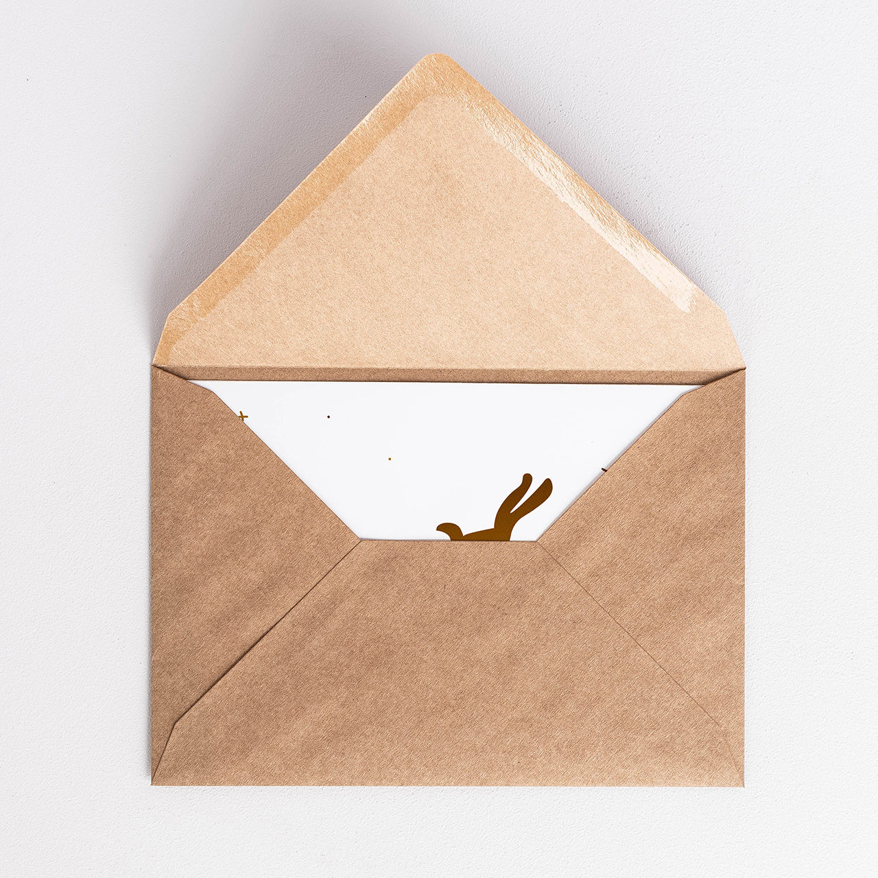 Personalizowana kartka świąteczna z reniferem - złoty nadruk