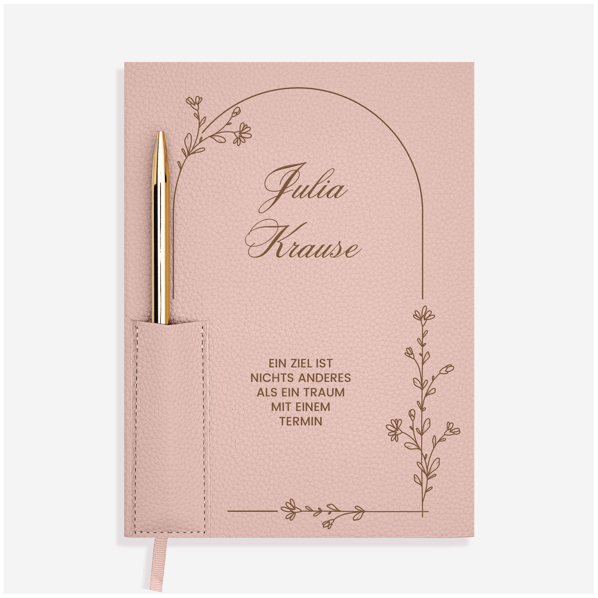 Eleganter personalisierter Planer mit Kugelschreiber ZIEL GESCHENK FÜR SIE