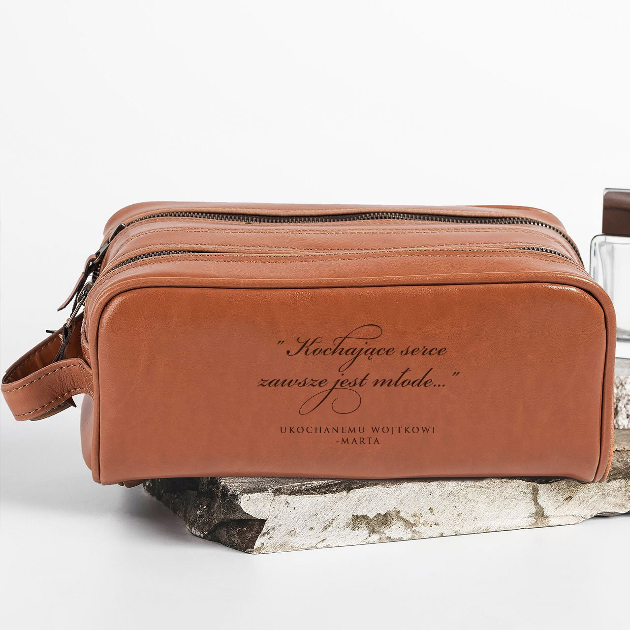 Męska kosmetyczka skórzana - elegancki prezent na rocznicę dla męża prezent na rocznicę ślubu prezent dla męża