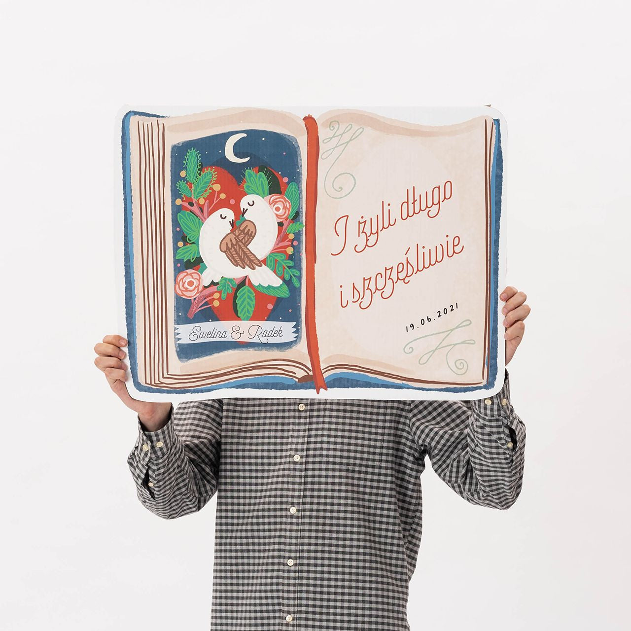 Kartka personalizowana xxl na ślub - długo i szczęśliwie