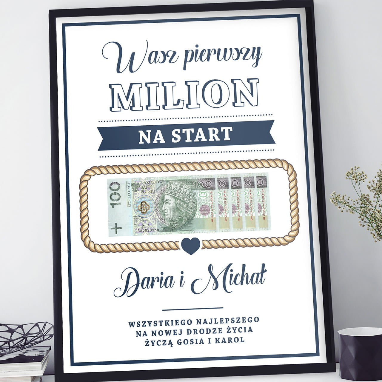 Śmieszny plakat na ślub - pierwszy milion