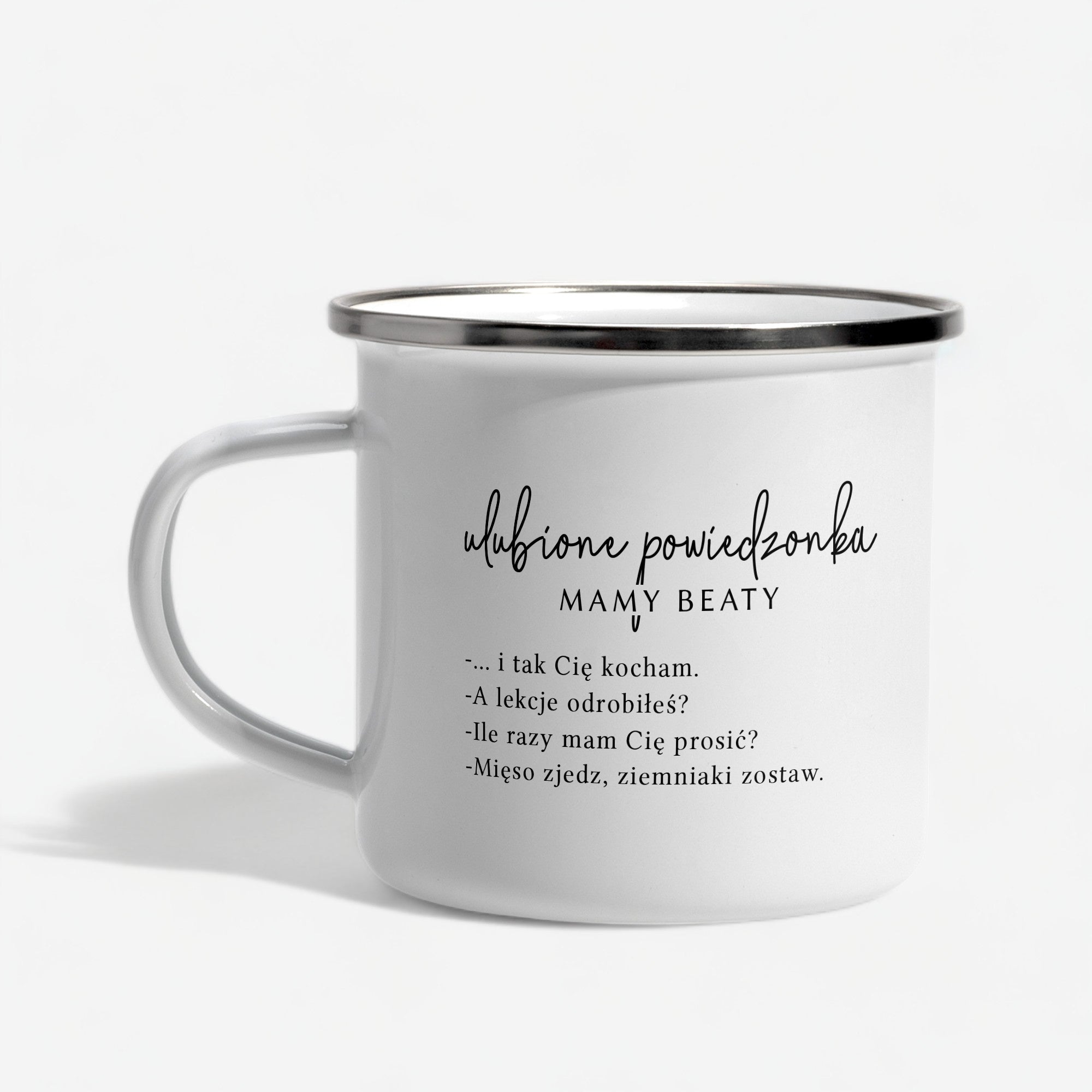 Emaliowany kubek dla mamy - Powiedzonka Mamy