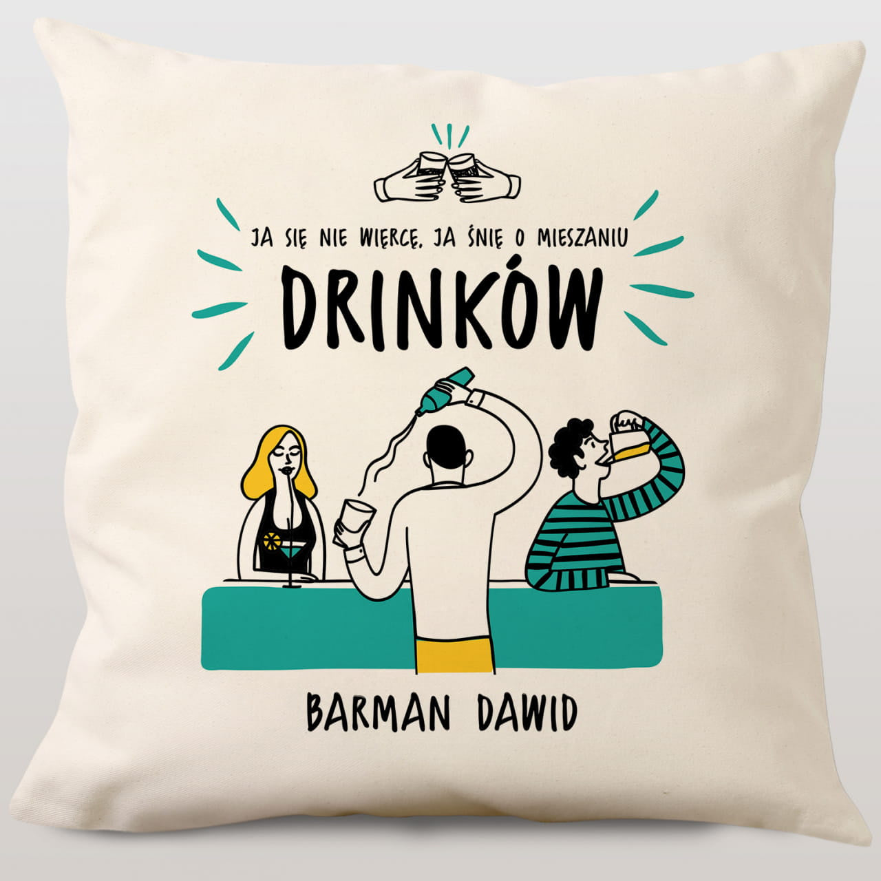 Poduszka dla barmana prezent dla faceta personalizowana poduszka prezent dla barmana