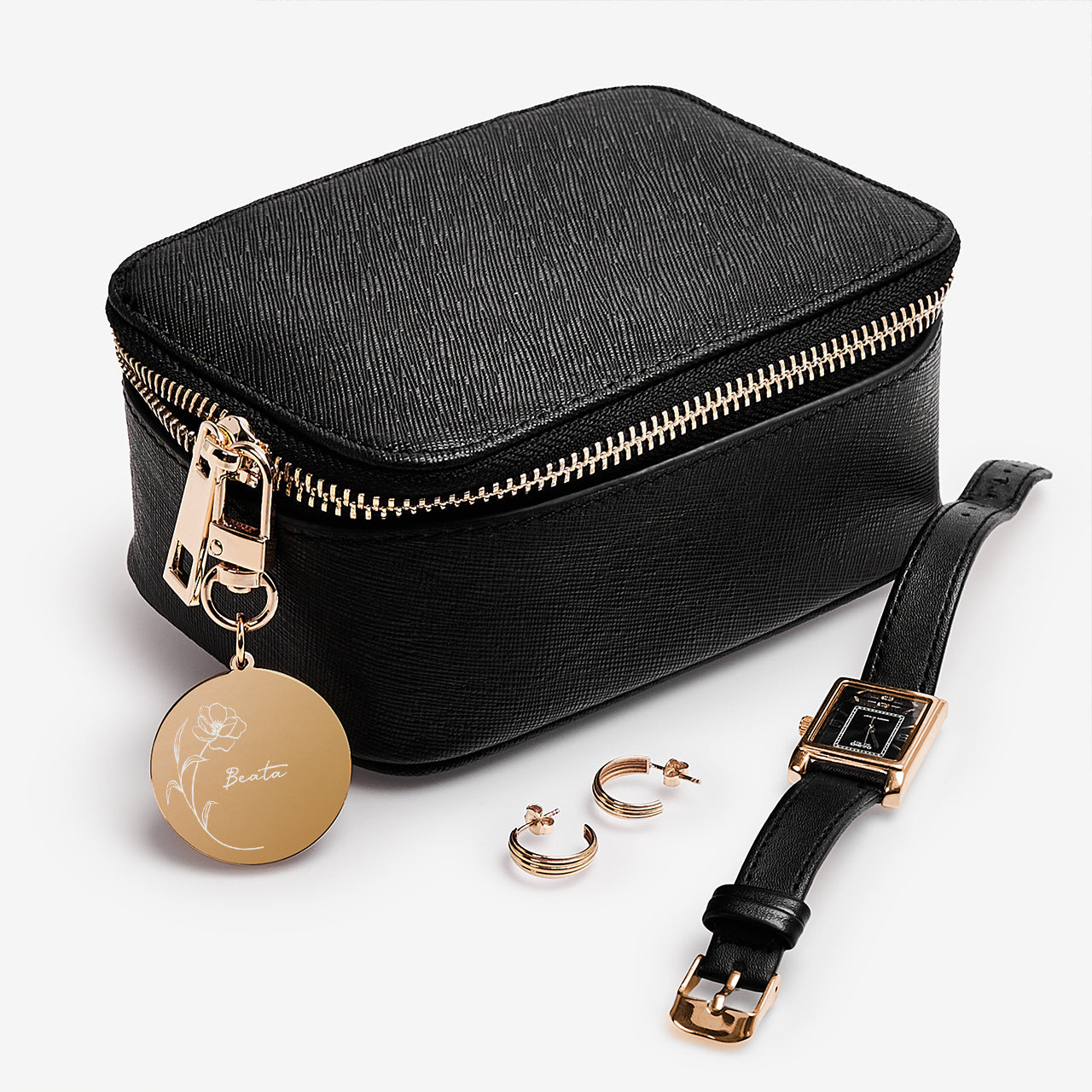 Skórzna szkatułka na biżuterię  - elegancki prezent dla mamy prezent na Dzień Mamy