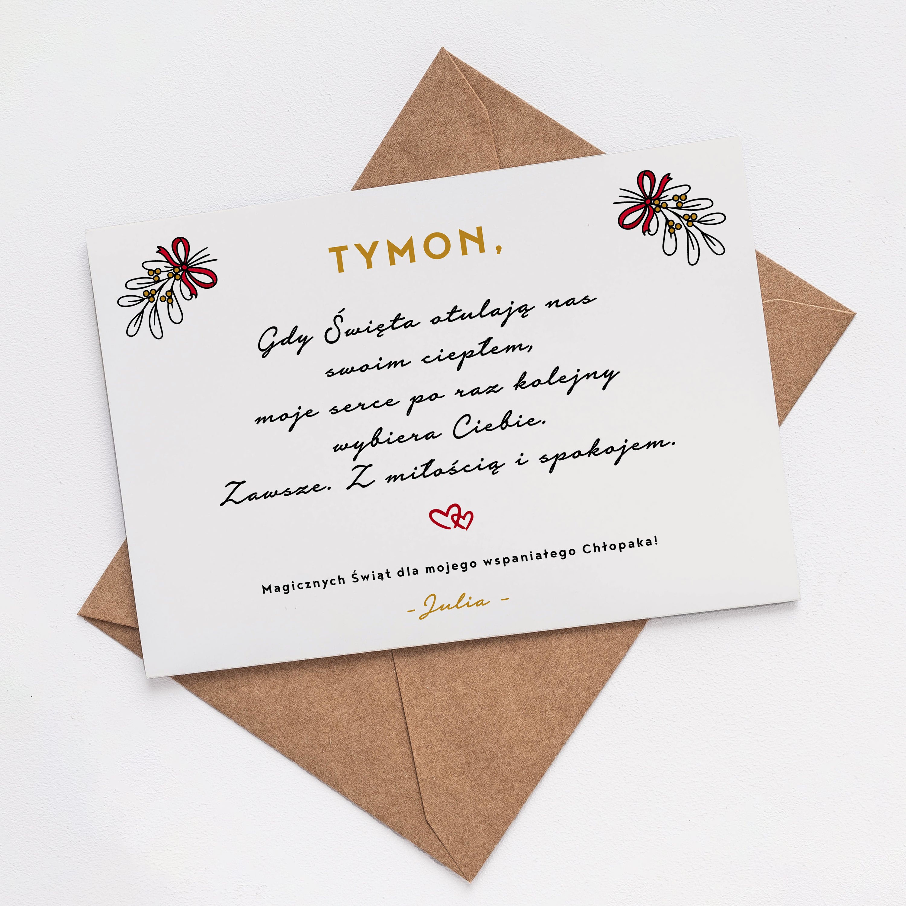 Świąteczna kartka dla chłopaka kartka świąteczna upominek dla chłopaka