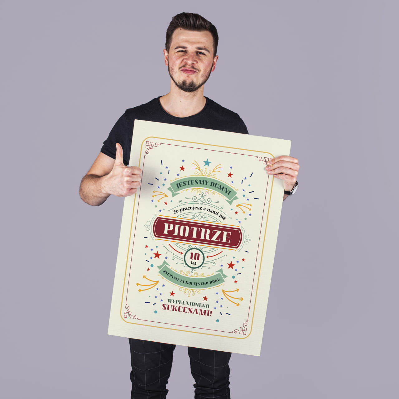 Gratulacyjna kartka na jubileusz pracy w firmie upominek dla pracownika kartka personalizowana