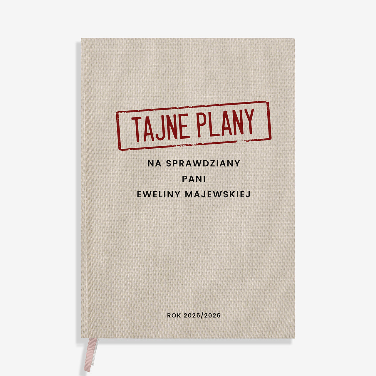 Planer książkowy na prezent dla nauczyciela - Tajne plany na sprawdziany - biały