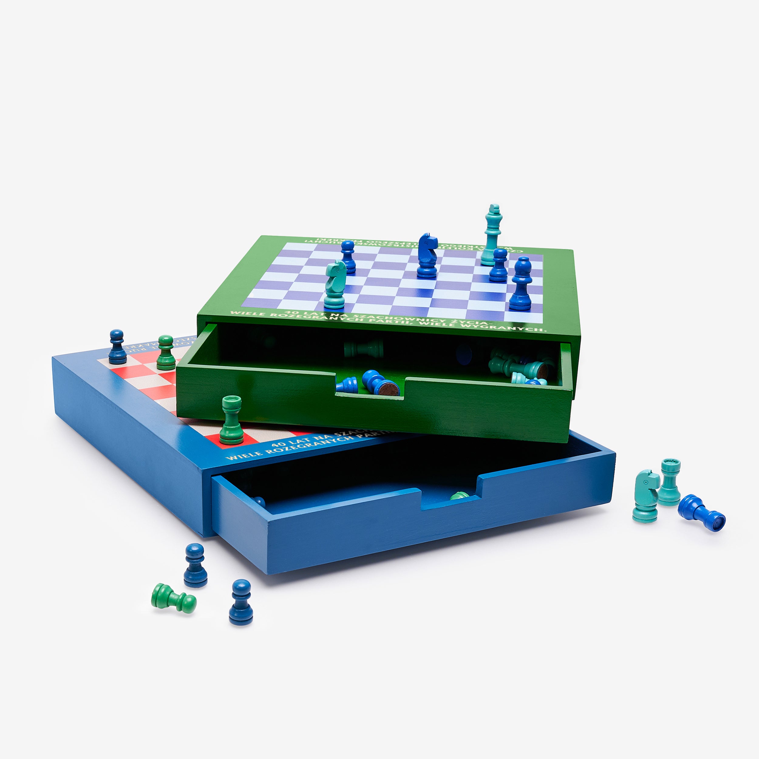 Kolorowe szachy drewniane - prezent urodzinowy prezent dla szachisty prezent dla mężczyzny