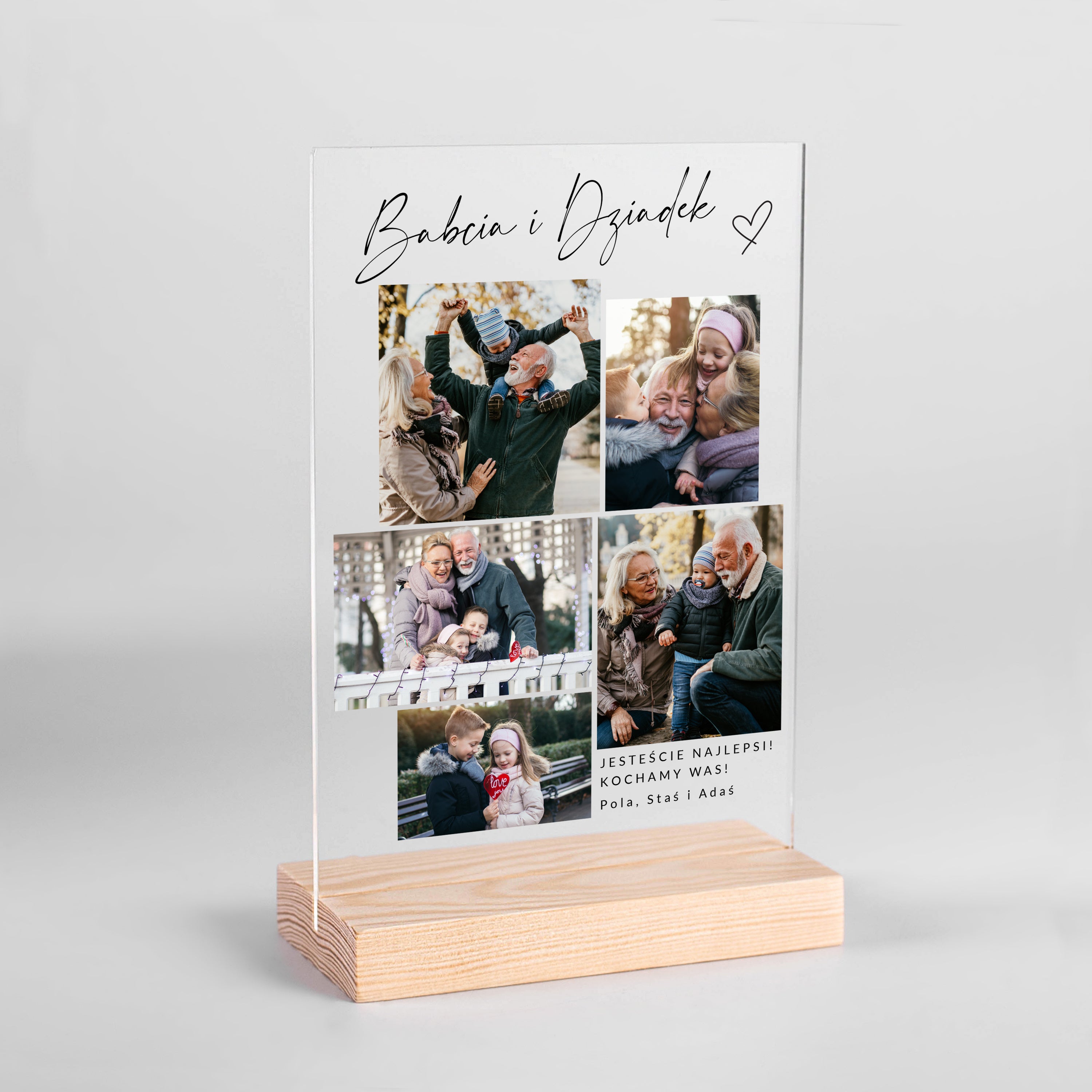 Statuetka ze zdjęciami - wspólny prezent dla dziadków personalizowana statuetka prezent dla dziadków   