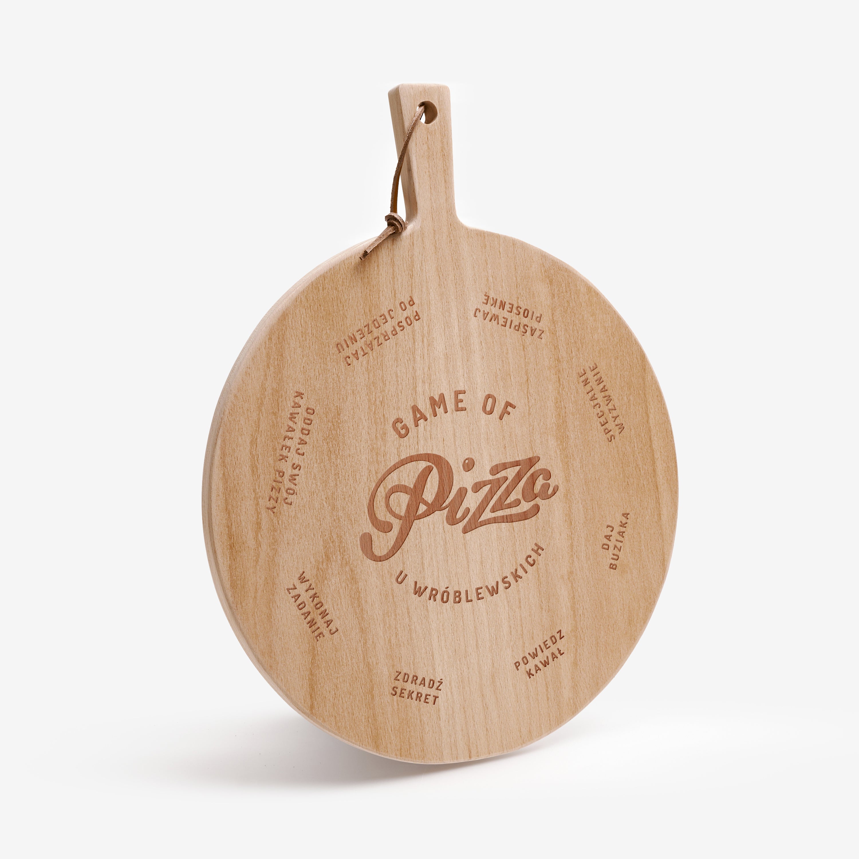 Drewniana deska do pizzy z grawerem - game of pizza