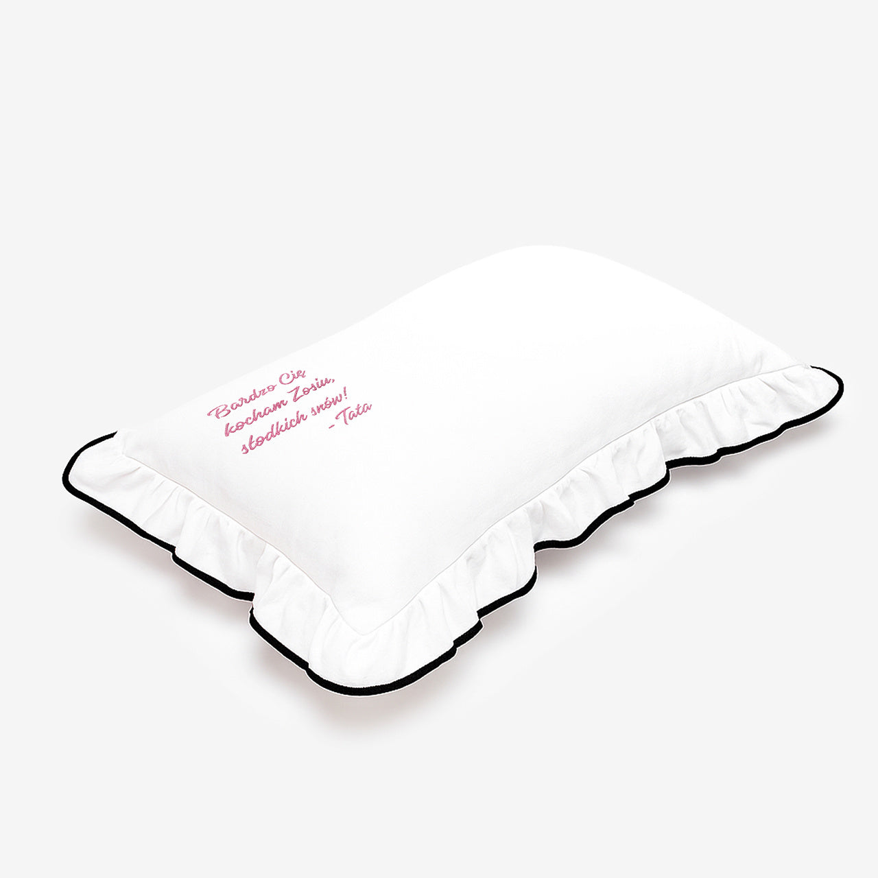 Haftowana poduszka z falbanką - prezent dla córki od taty poduszka haftowana poduszka na prezent 