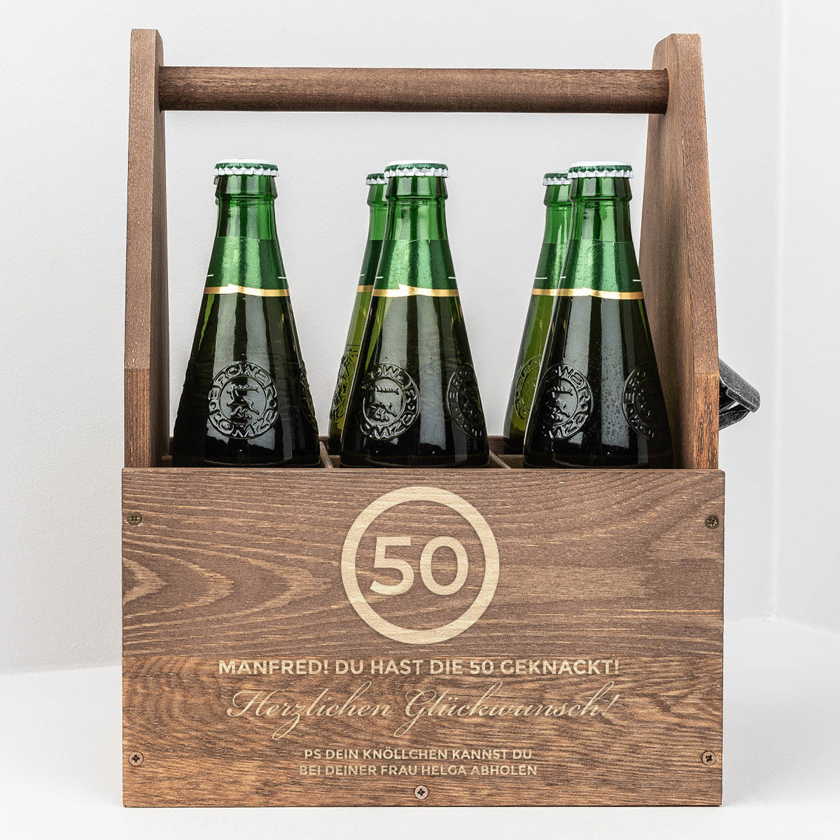 Gravierter Bierträger GESCHENK ZUM 50. GEBURTSTAG
