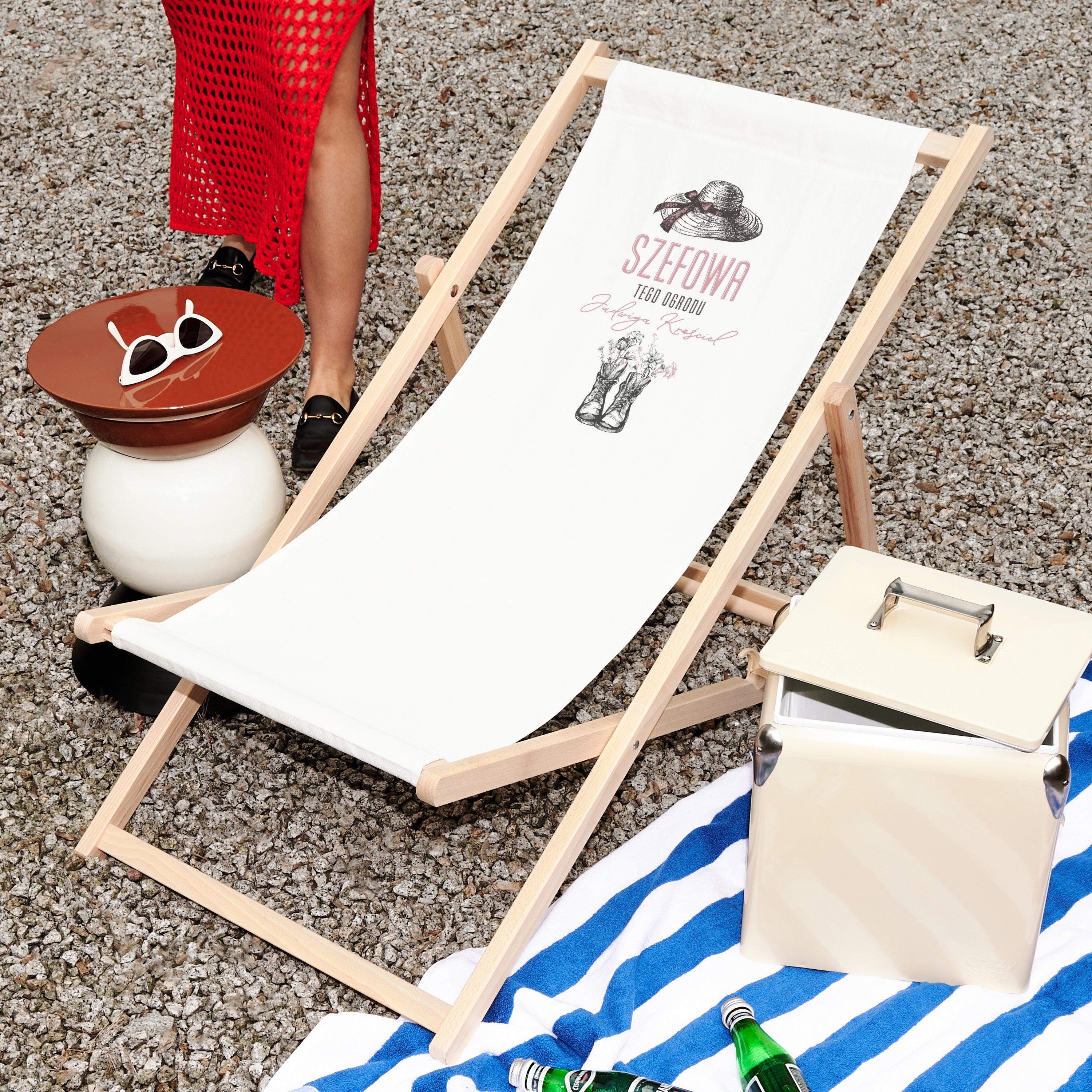 Personalizowany leżak - prezent dla ogrodniczki leżak personalizowany prezent dla niej leżak z nadrukiem