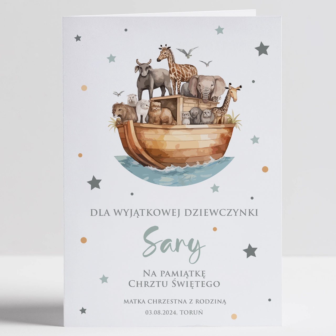 Kartka A4 na Chrzest od chrzestnej personalizowana kartka kartka na chrzest chłopca od chrzestnej 