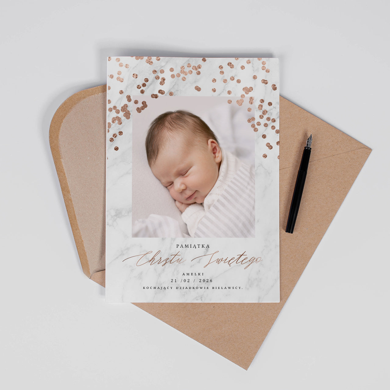 Personalizowana kartka na Chrzest dla dziewczynki pamiątka na chrzest upominek na chrzest