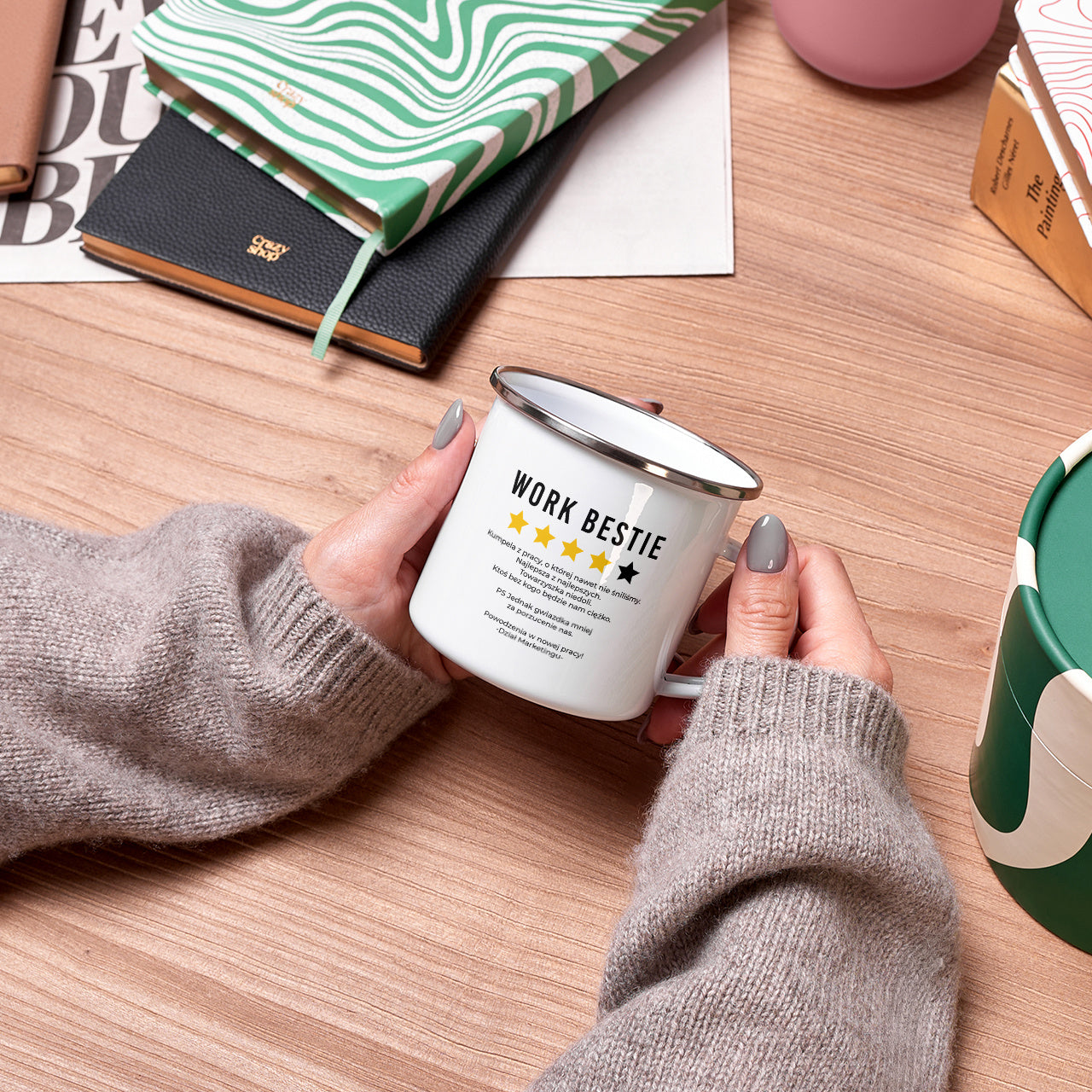 Kubek na odejście z pracy - Work Bestie - prezent dla koleżanki z biura personalizowany kubek