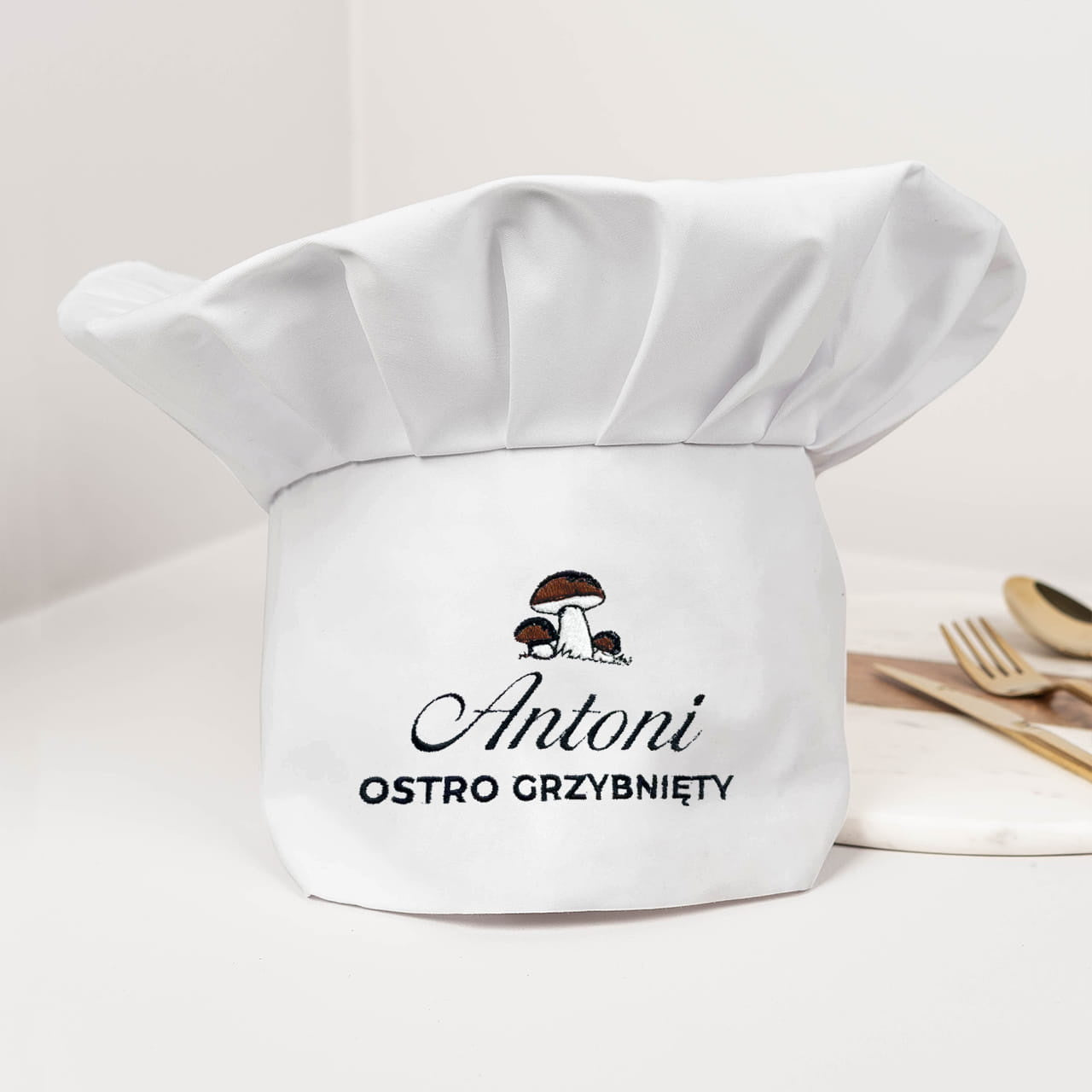 Imienna czapka kucharska dla grzybiarza prezent dla kucharza prezent dla grzybiarza czapka personalizowana