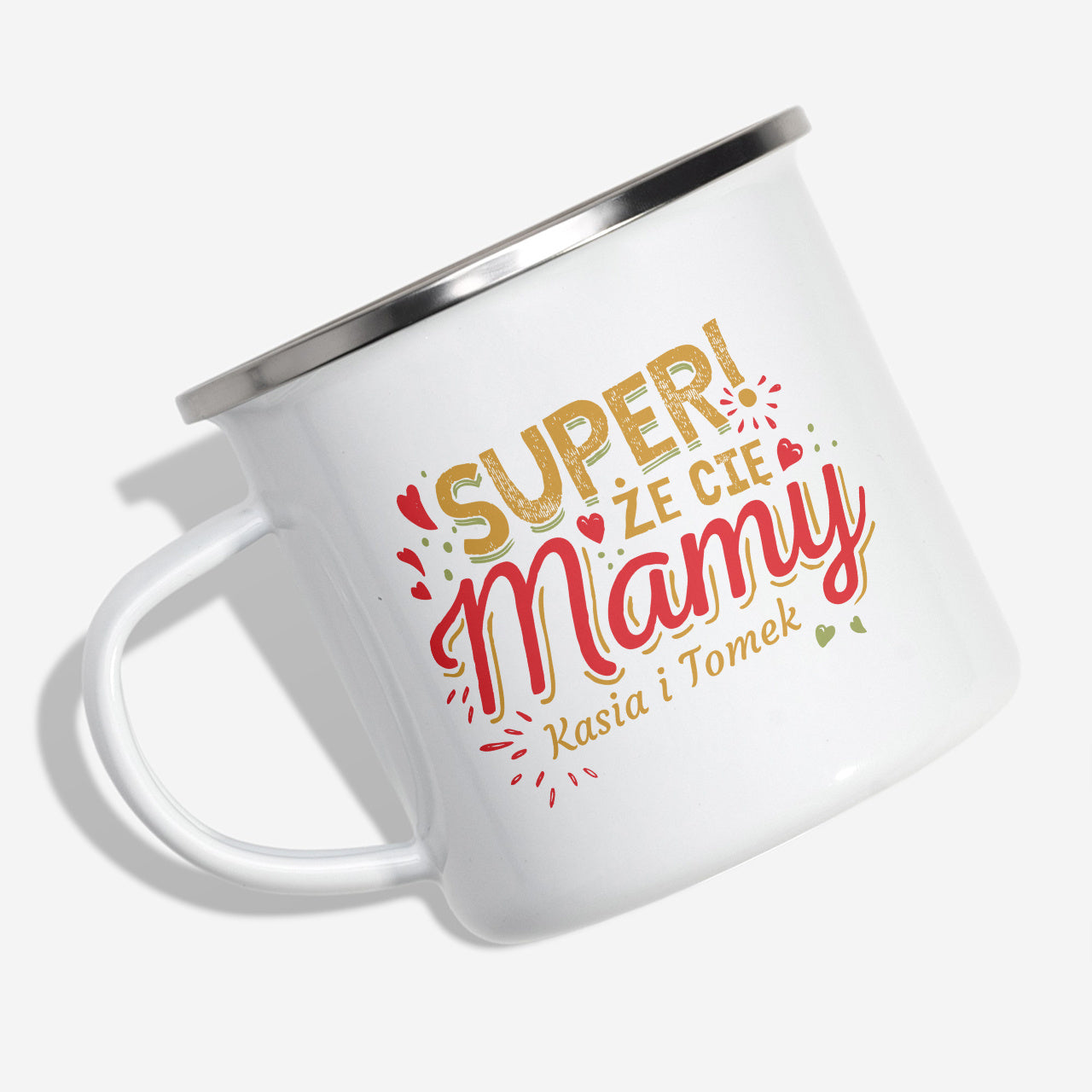 Kubek emaliowany z okazji Dnia Matki - prezent od dzieci dla mamy prezent na dzień mamy kubek na dzień mamy