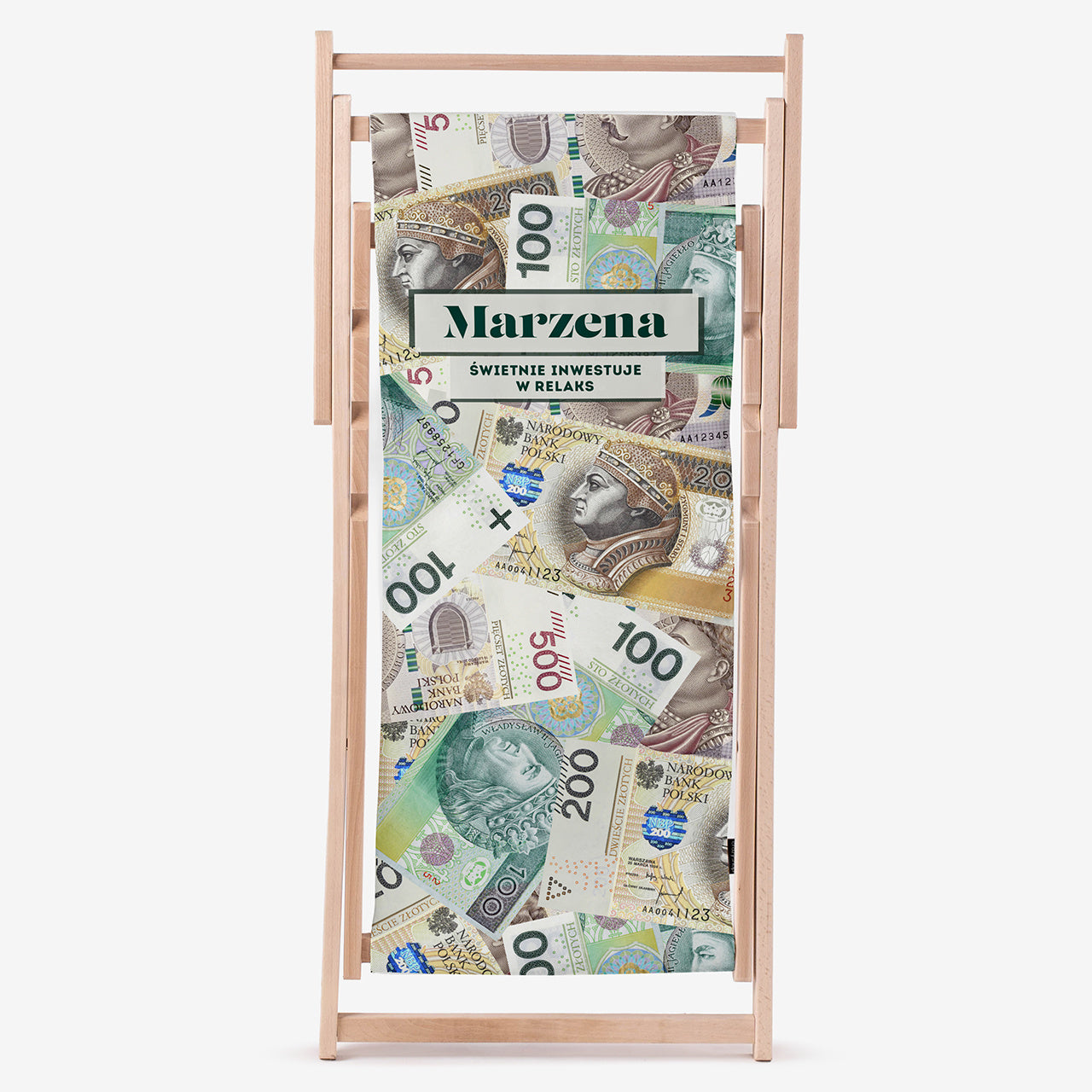 Leżak personalizowany z nadrukiem - banknoty