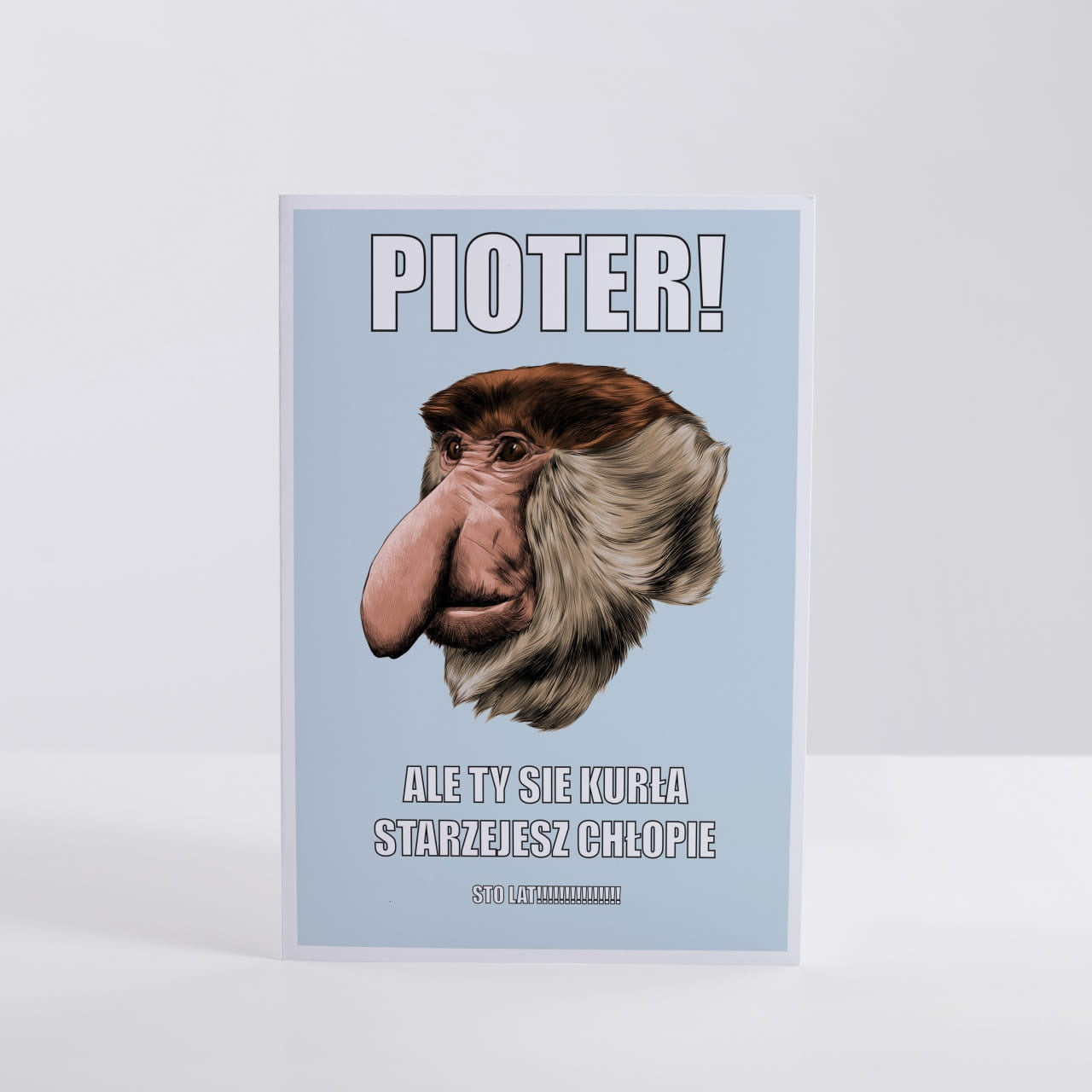 Urodzinowa kartka z nosaczem zabawna kartka urodzinowa upominek na urodziny