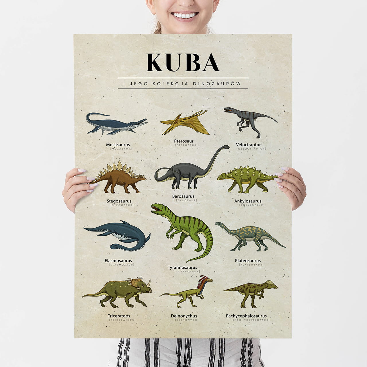 Plakat dla fana dinozaurów plakat dinozaury plakat personalizowany prezent dla fana dinozaurów