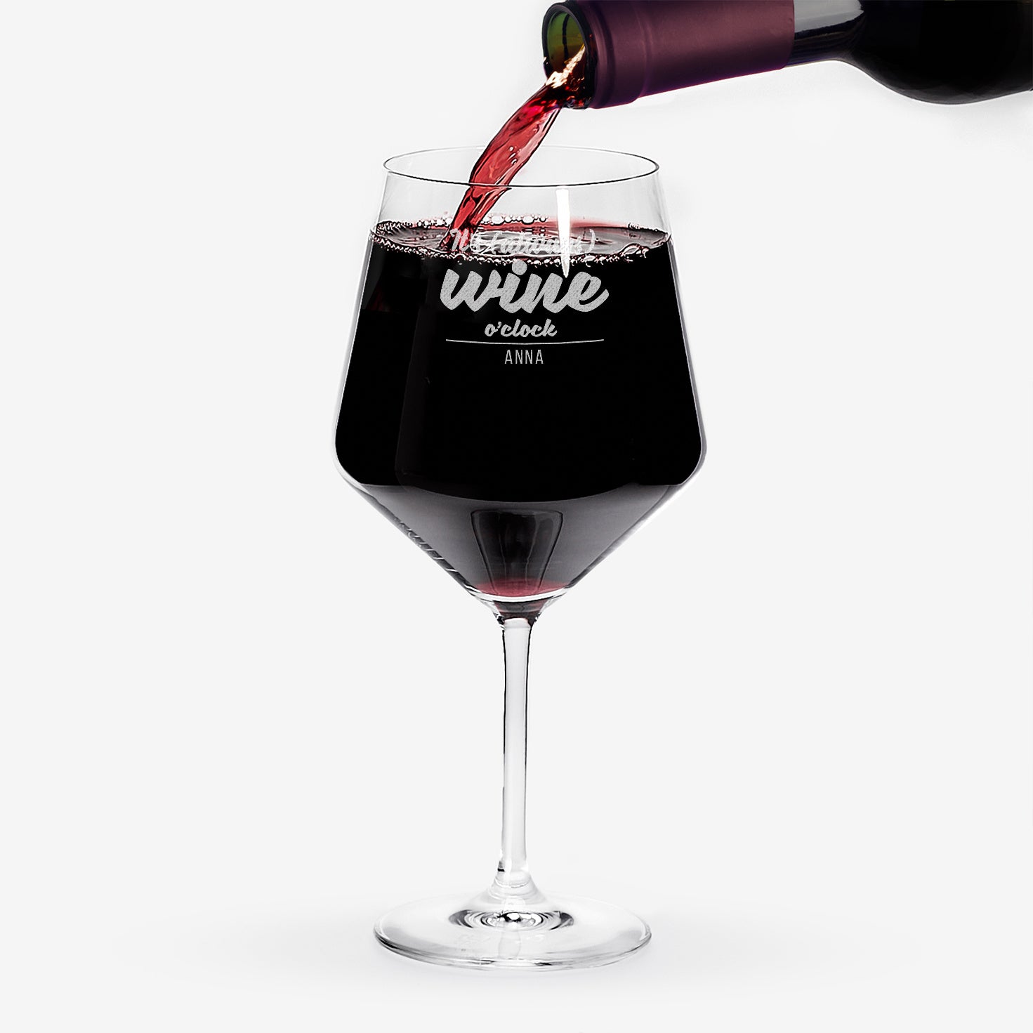 Personalizowany kieliszek do wina XXL - Wine O'Clock - prezent dla miłośniczki wina