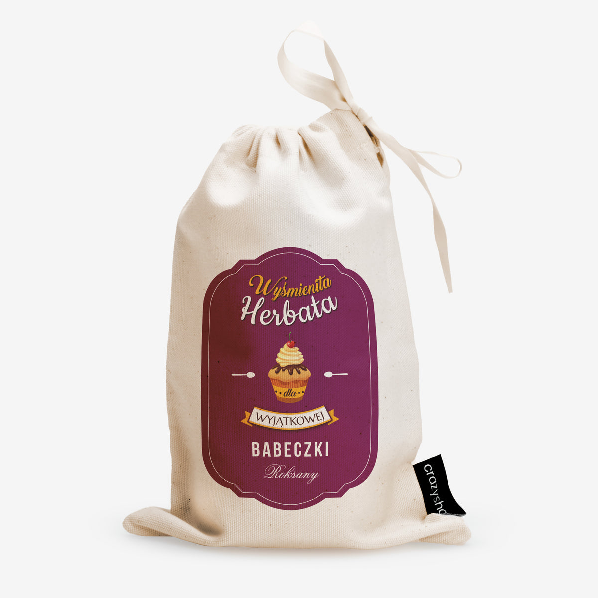 Zestaw prezentowy dla koleżanki - miód i herbata z woreczku personalizowanym
