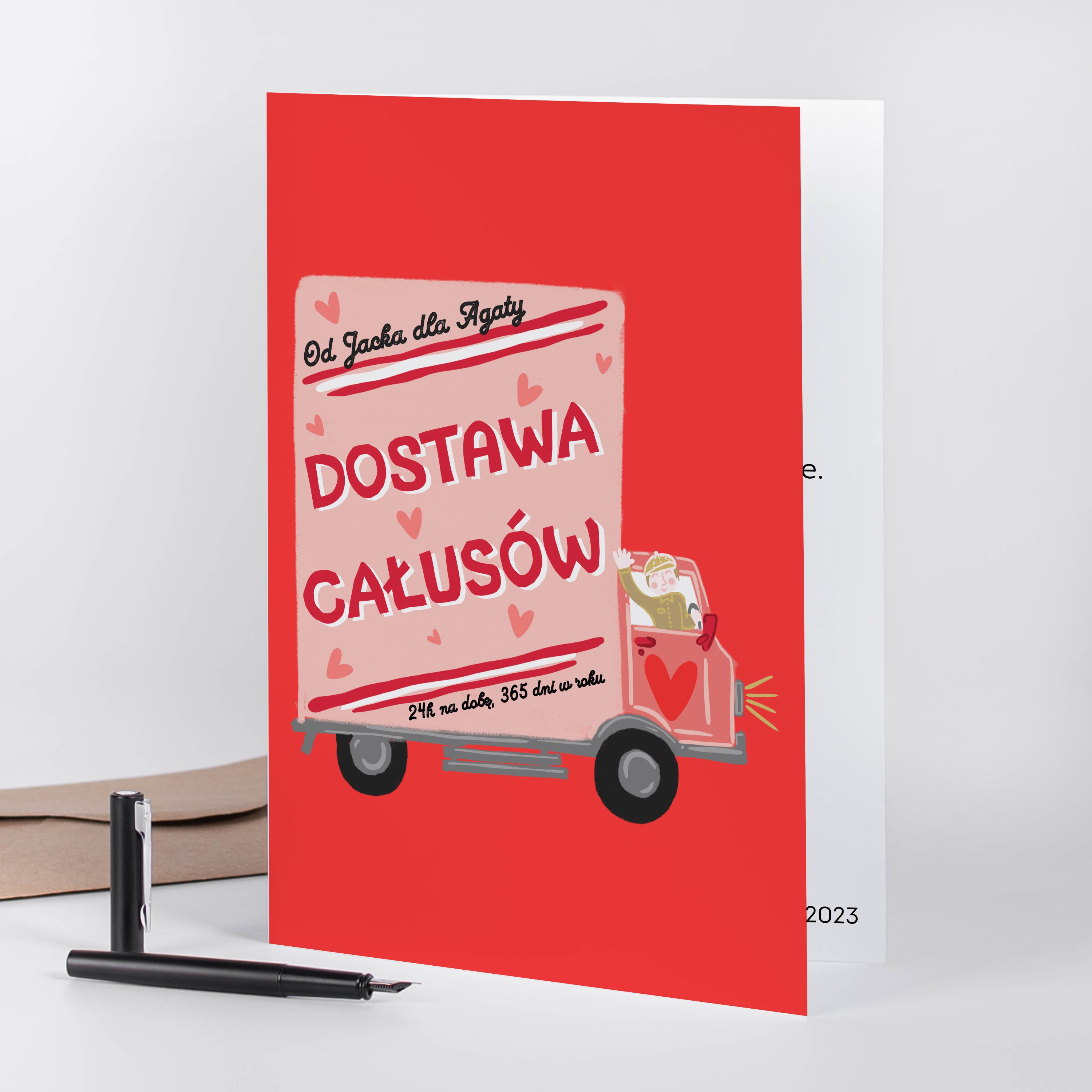 Walentynkowa kartka a4 - całusy