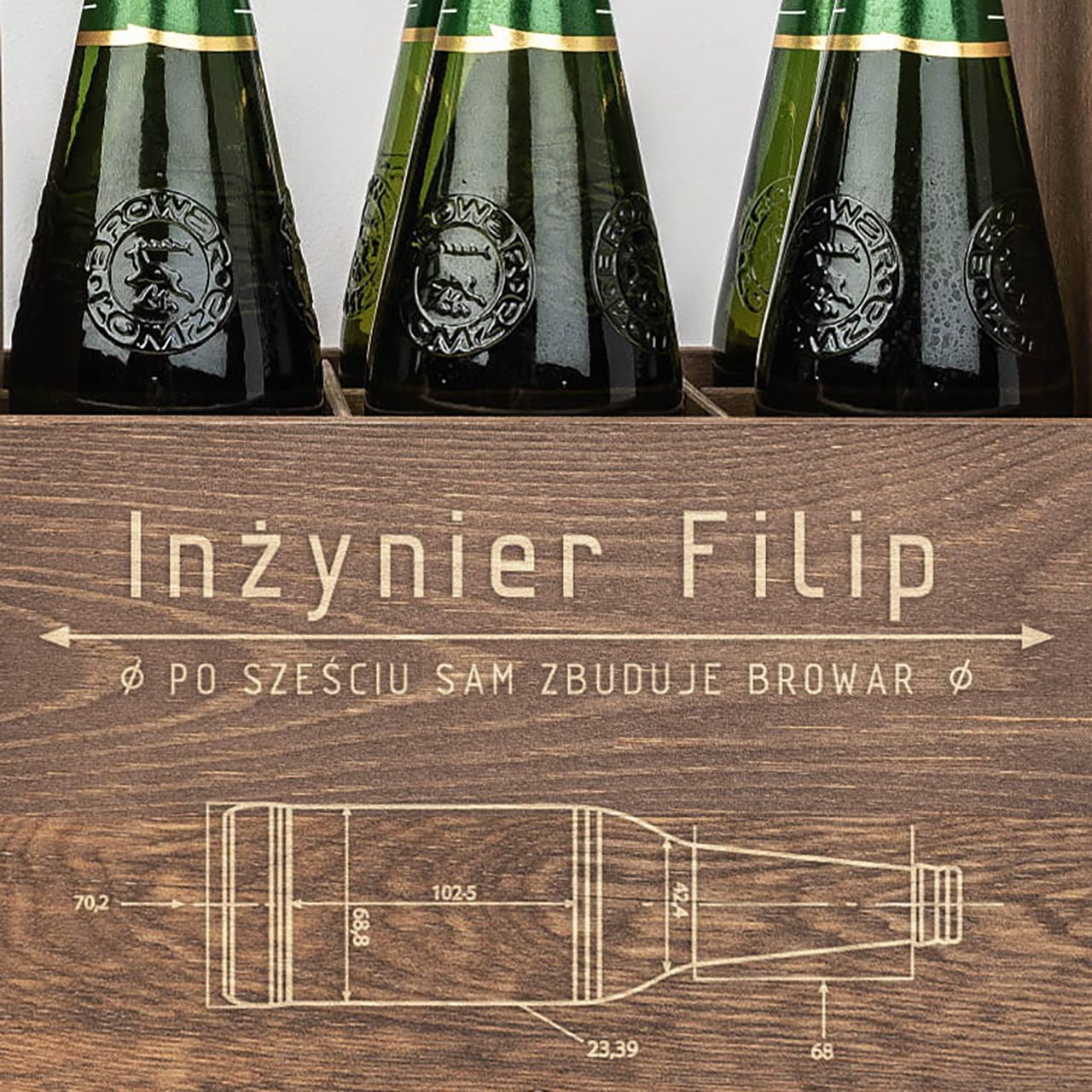 Nosidło grawerowane dla inżyniera skrzynka na piwo prezent dla inżyniera skrzynka do piwa nosidło na piwo