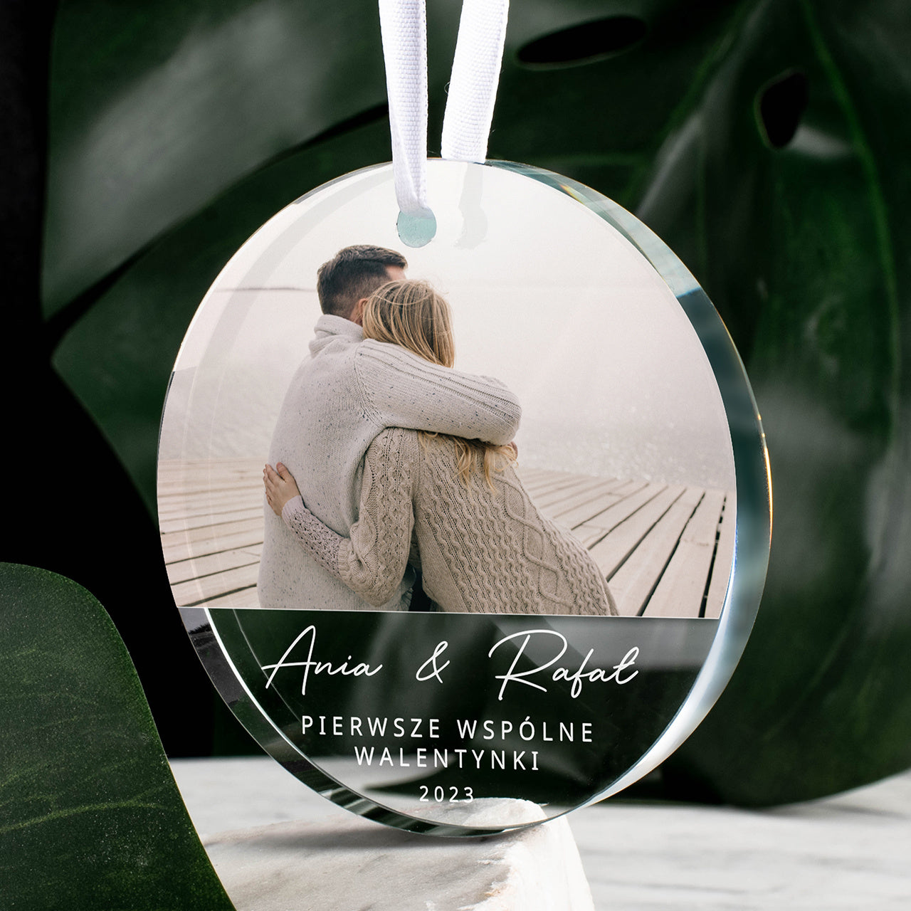 Zawieszka szklana na walentynki ze zdjęciem prezent na walentynki prezent dla pary prezent walentynkowy