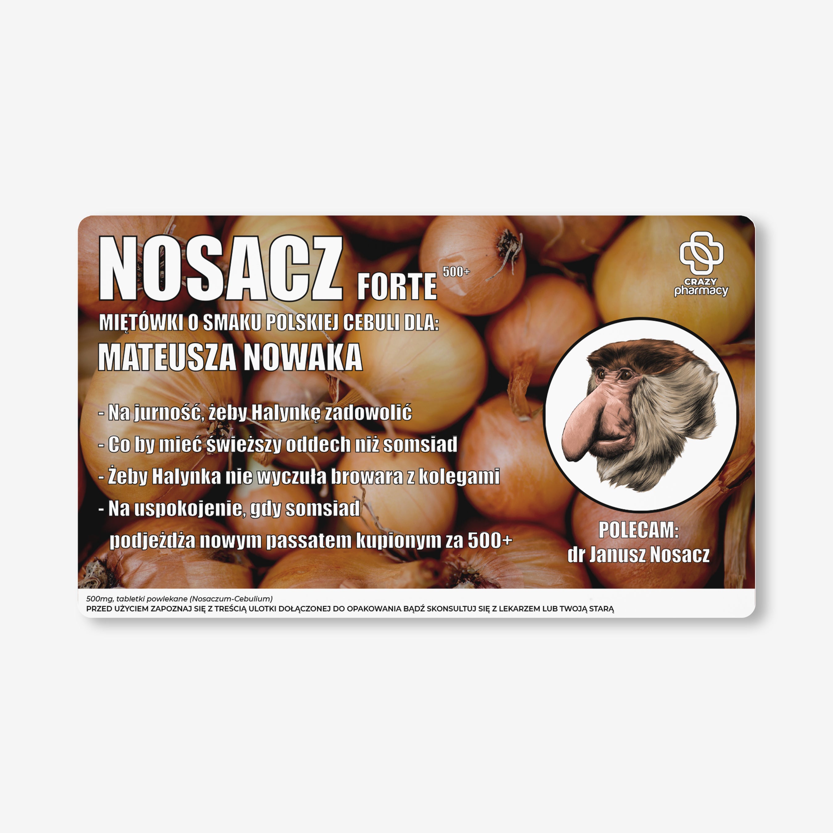 Miętówki + etykieta dekoracyjna do samodzielnego naklejenia - Janusz Nosacz upominek na dzień chłopaka