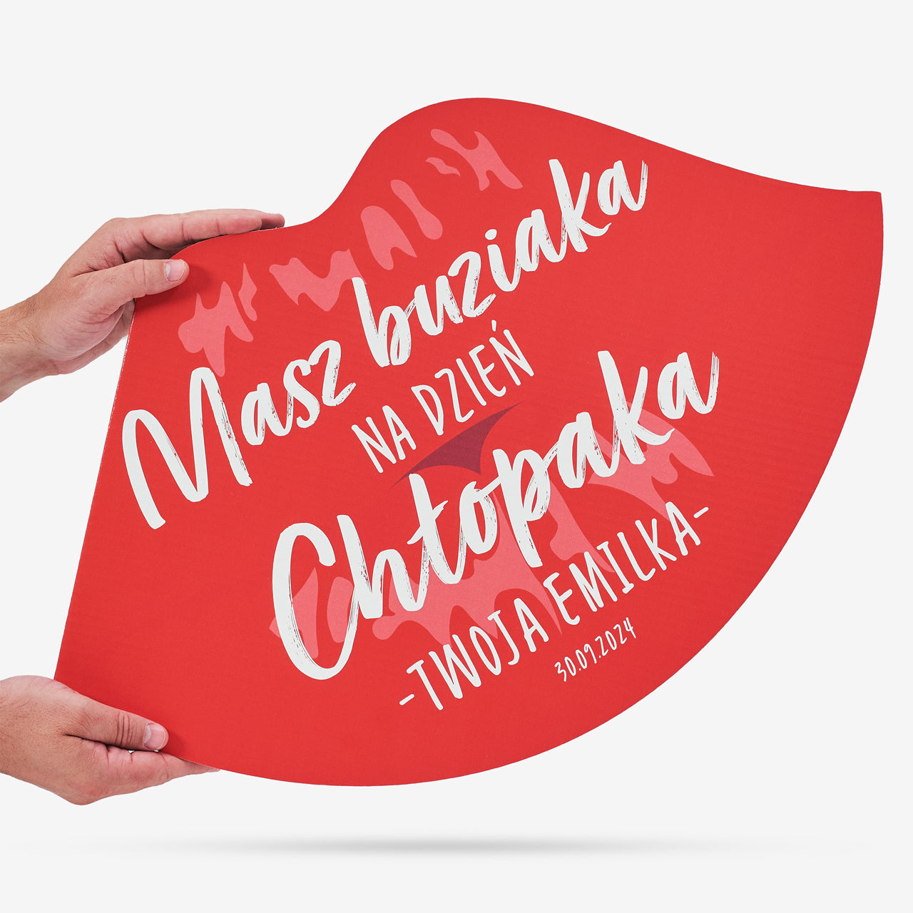 Personalizowana duża kartka na Dzień Chłopaka – buziak prezent na Dzień Chłopaka prezent dla chłopaka kartka xxl 